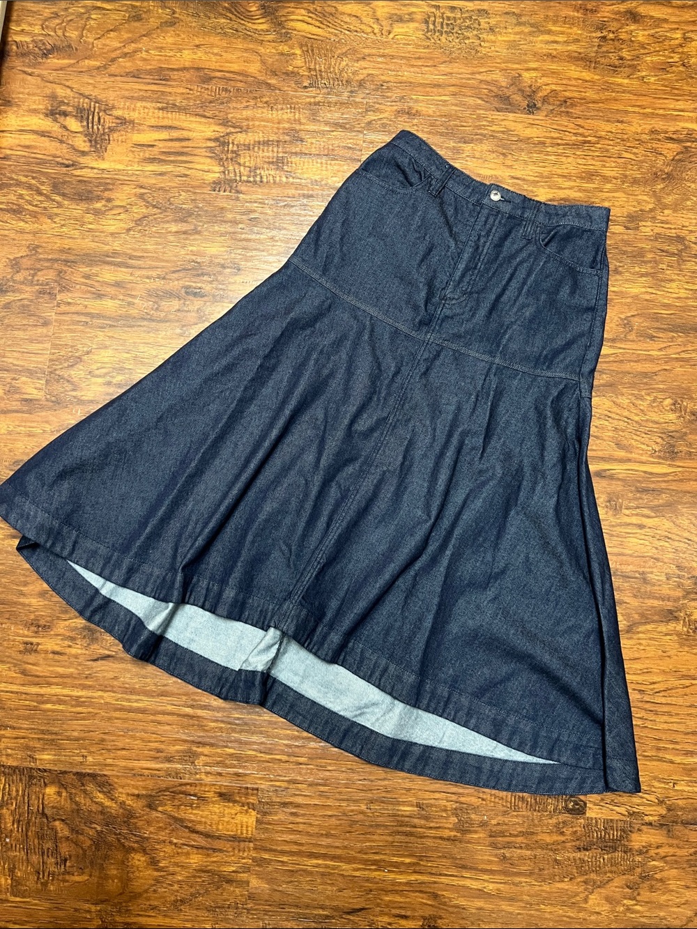 INC International Concepts Dark Indigo High-Low Denim Skirt